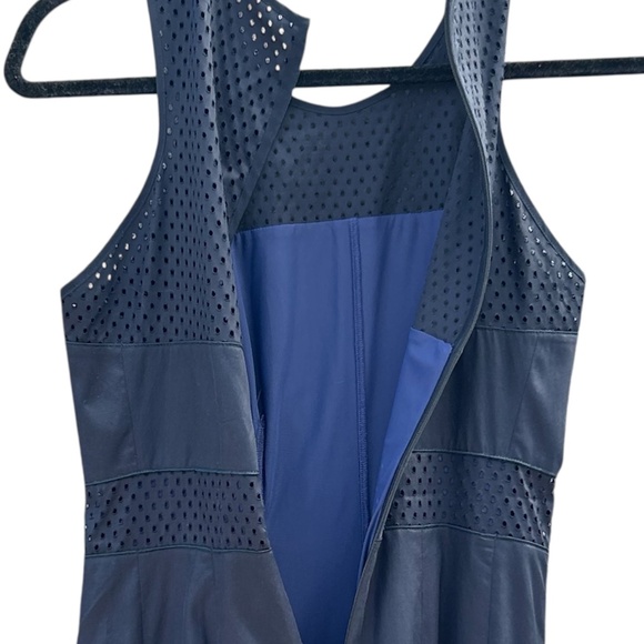 Rebecca Taylor Laser Cut Fit & Flare Navy Blue Dress - Picture 4 of 7